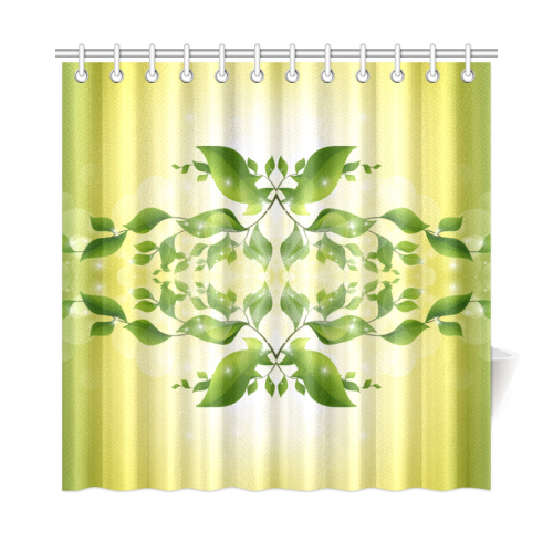 MAGIC LEAVES Kaleidoscope green yellow Shower Curtain 72"x72"