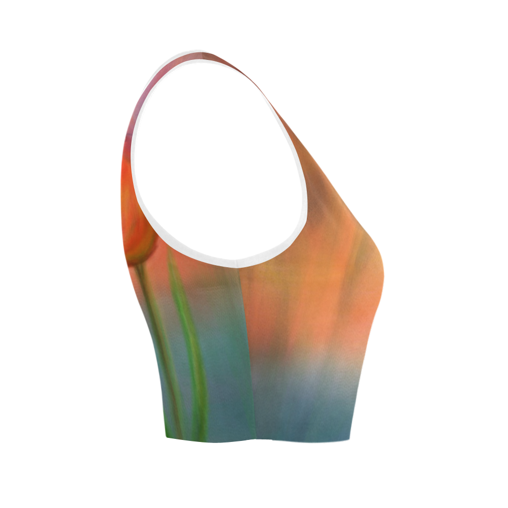 Peach Tulips Women's Crop Top (Model T42)