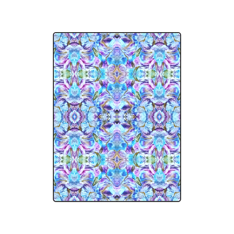 Elegant Turquoise Blue Flower Pattern Blanket 50"x60"