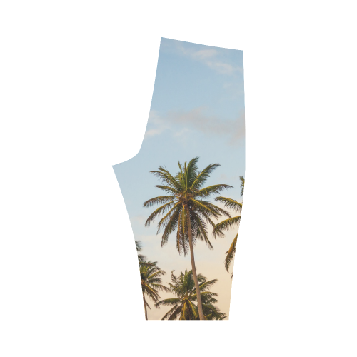 Chilling Tropical Palm Trees Blue Sky Scene Hestia Cropped Leggings (Model L03)