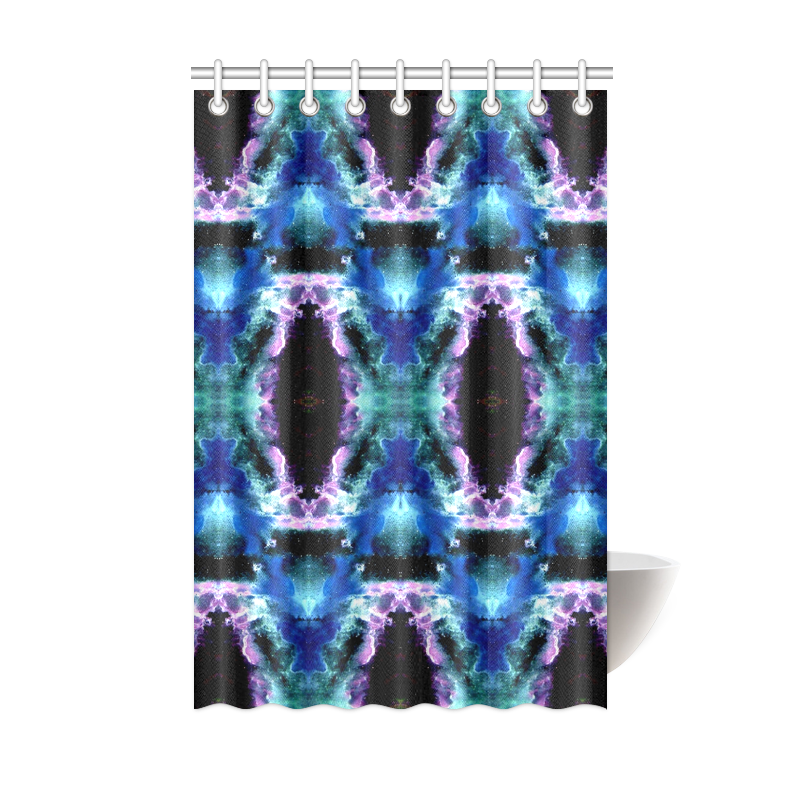 Blue, Light Blue, Metallic Diamond Pattern Shower Curtain 48"x72"