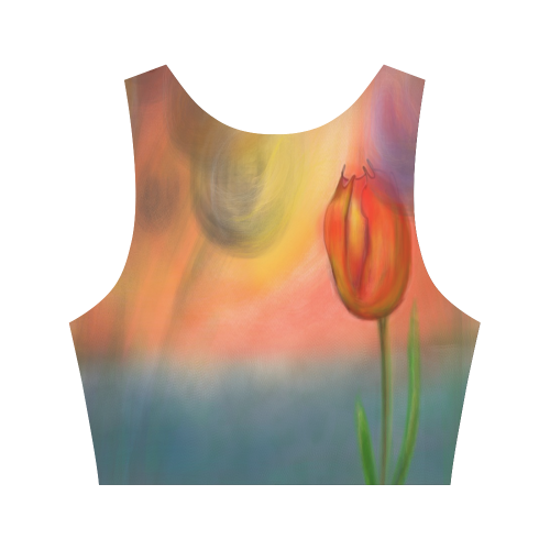 Peach Tulips Women's Crop Top (Model T42)