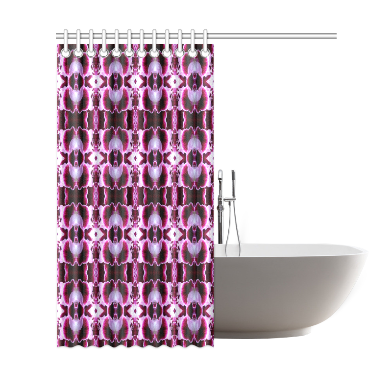 Purple White Flower Abstract Pattern Shower Curtain 69"x72"