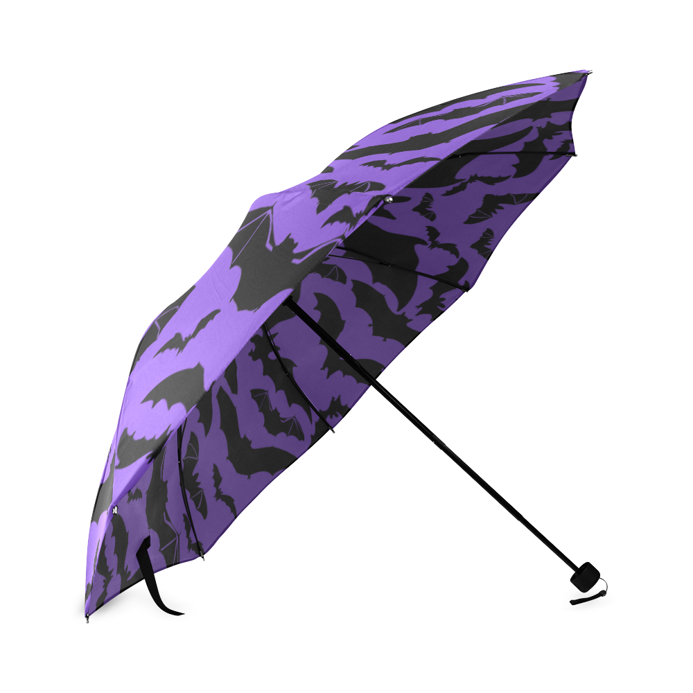 Purple and black bats umbrella Foldable Umbrella (Model U01)