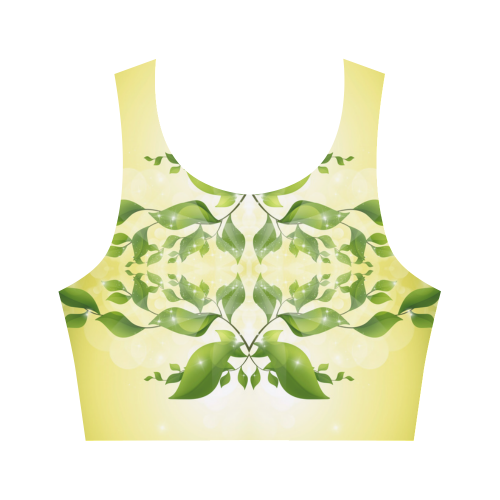 MAGIC LEAVES Kaleidoscope green yellow Women's Crop Top (Model T42)