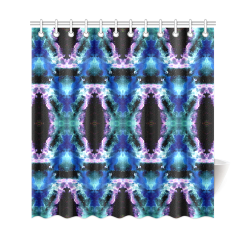 Blue, Light Blue, Metallic Diamond Pattern Shower Curtain 69"x72"