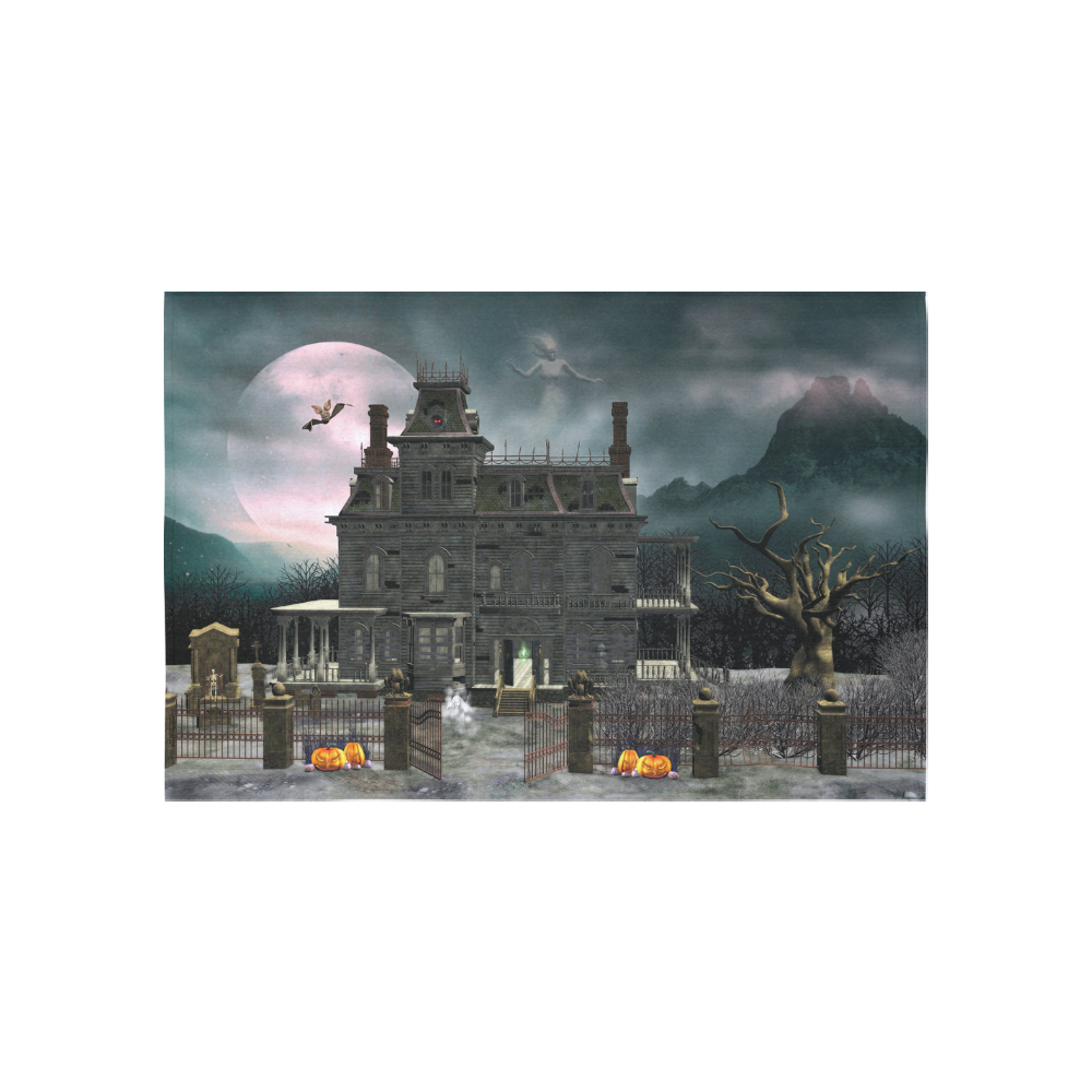 A creepy darkness halloween haunted house Cotton Linen Wall Tapestry 60"x 40"