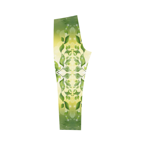 MAGIC LEAVES Kaleidoscope green yellow Capri Legging (Model L02)