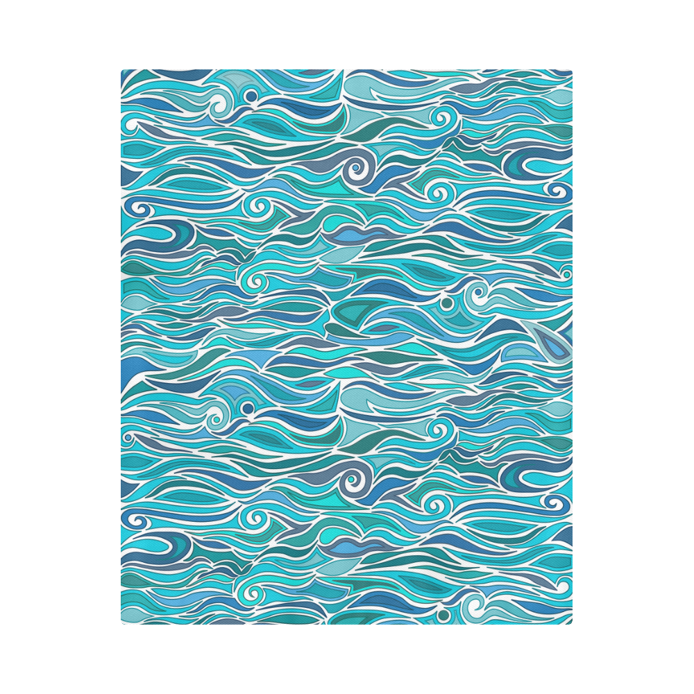 Ocean Waves Blue Abstract Doodle by ArtformDesigns Duvet Cover 86"x70" ( All-over-print)