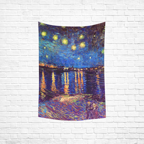 Van Gogh Starry Night Over Rhone Cotton Linen Wall Tapestry 40"x 60"