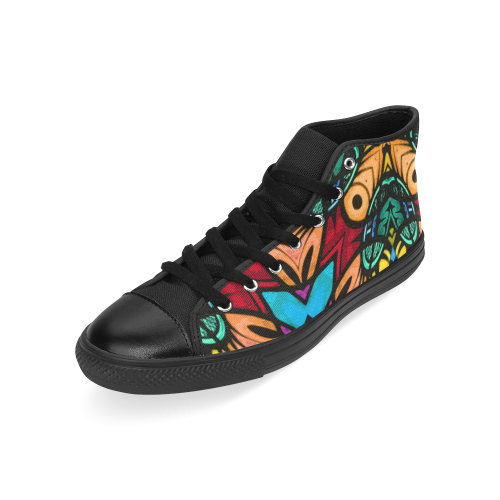 Stained Glass Men’s Classic High Top Canvas Shoes /Large Size (Model 017)