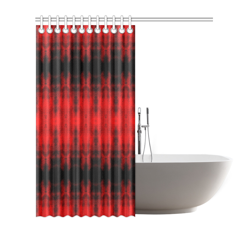 Red Black Gothic Pattern Shower Curtain 72"x72"