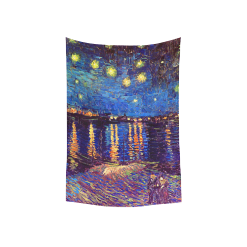 Van Gogh Starry Night Over Rhone Cotton Linen Wall Tapestry 40"x 60"