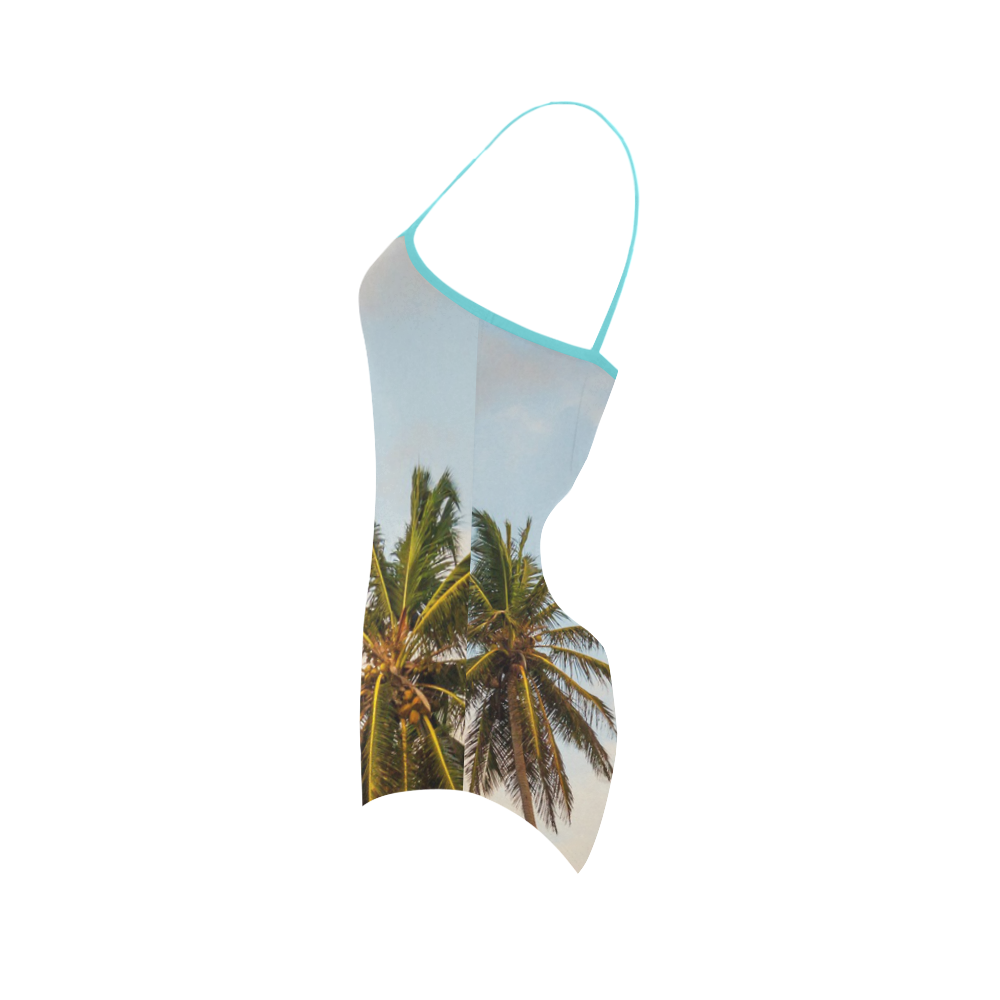 Chilling Tropical Palm Trees Blue Sky Scene Strap Swimsuit ( Model S05)