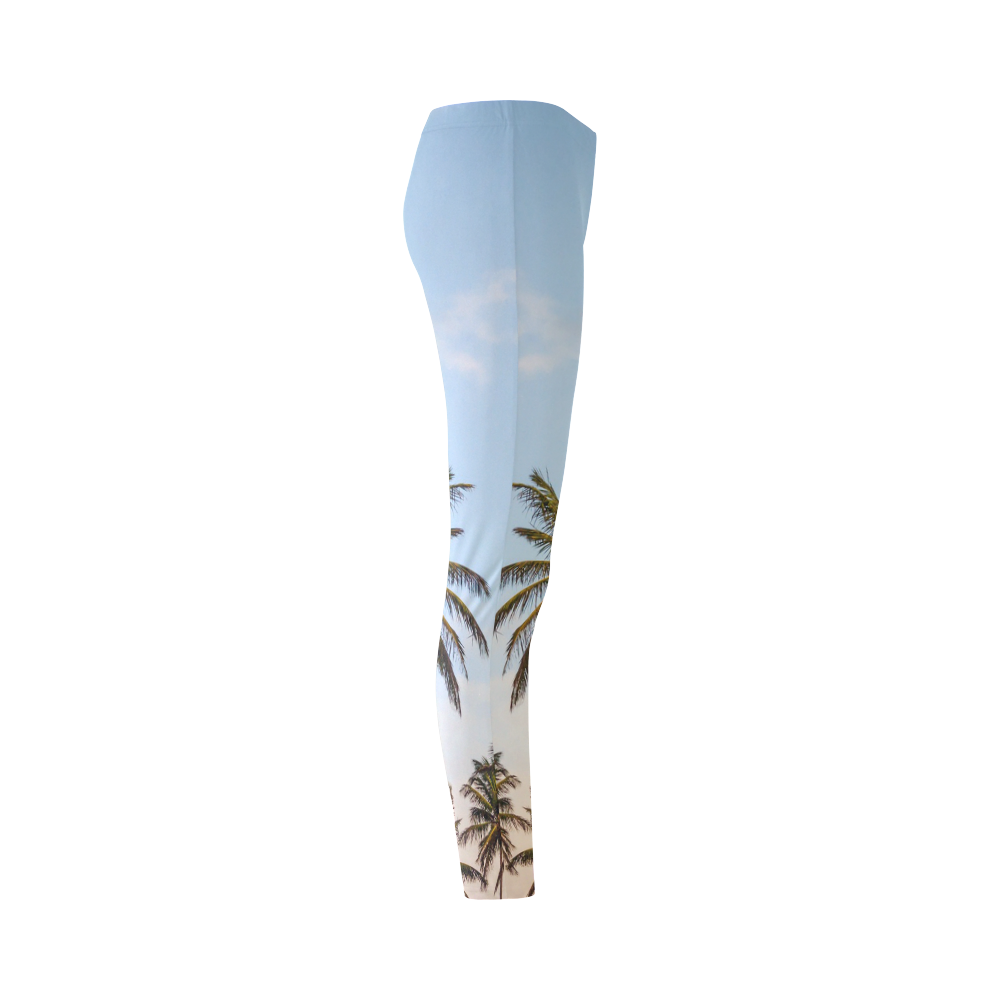 Chilling Tropical Palm Trees Blue Sky Scene Cassandra Women's Leggings (Model L01)