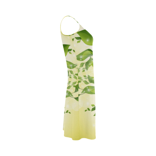 MAGIC LEAVES Kaleidoscope green yellow Alcestis Slip Dress (Model D05)