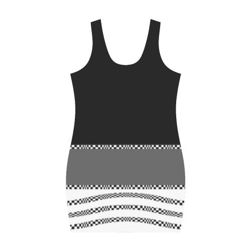 Composition in Black, Grey & White by Aleta Medea Vest Dress (Model D06)