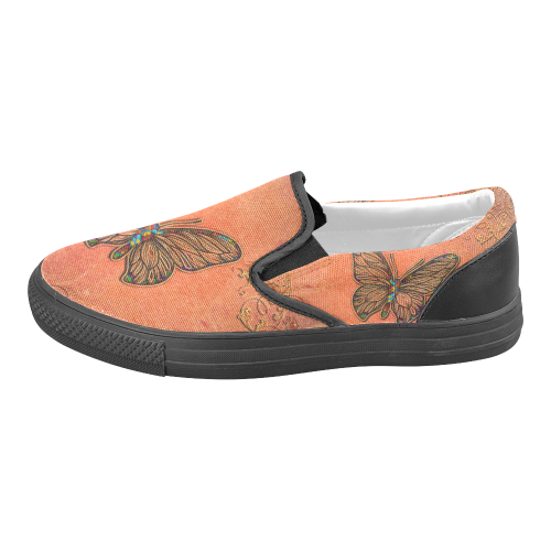 Wonderful butterflies, decorative design Women's Unusual Slip-on Canvas Shoes (Model 019)