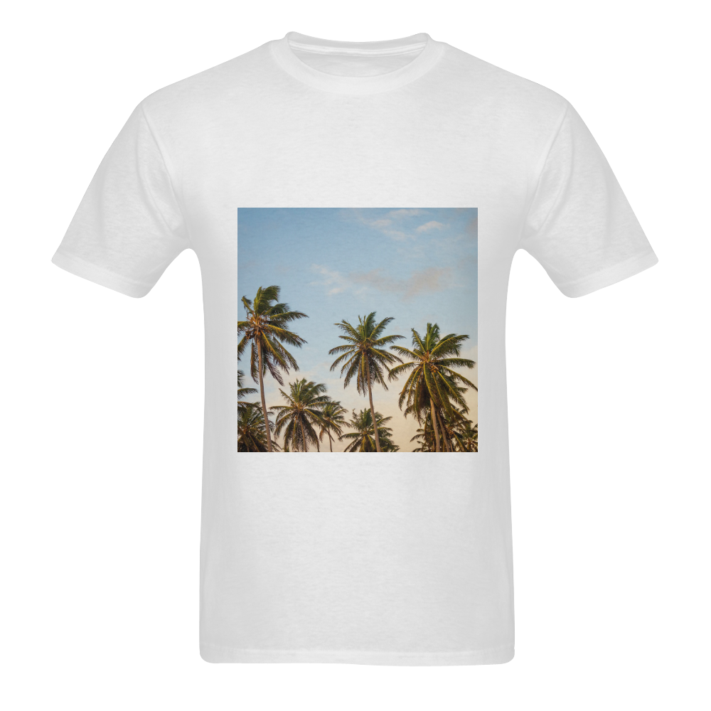 Chilling Tropical Palm Trees Blue Sky Scene Men's T-Shirt in USA Size (Two Sides Printing)