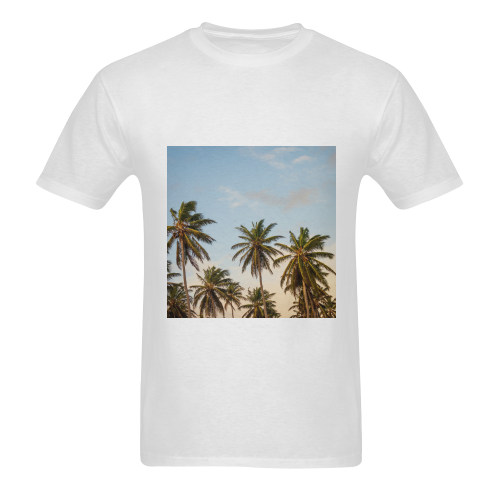 Chilling Tropical Palm Trees Blue Sky Scene Men's T-Shirt in USA Size (Two Sides Printing)