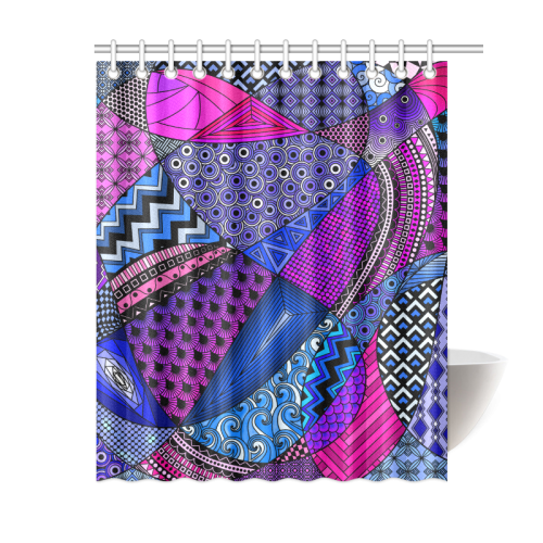 Pink Purple Blue Tangles by ArtformDesigns Shower Curtain 60"x72"