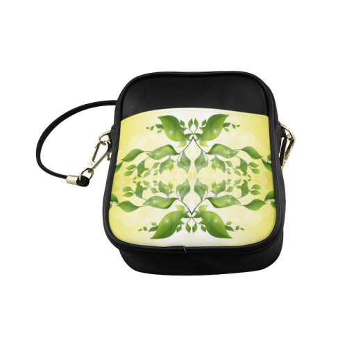MAGIC LEAVES Kaleidoscope green yellow Sling Bag (Model 1627)
