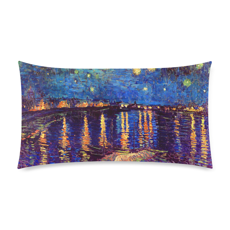 Van Gogh Starry Night Over Rhone Custom Rectangle Pillow Case 20"x36" (one side)