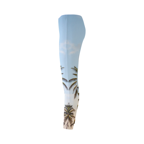 Chilling Tropical Palm Trees Blue Sky Scene Cassandra Women's Leggings (Model L01)