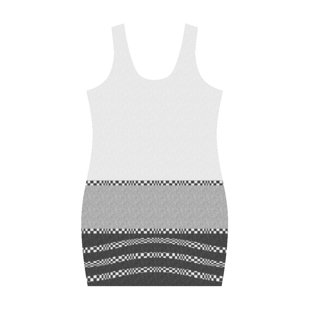 Compostion in Textured White, Grey & Black by Aleta Medea Vest Dress (Model D06)