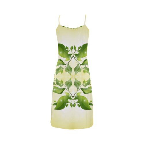 MAGIC LEAVES Kaleidoscope green yellow Alcestis Slip Dress (Model D05)
