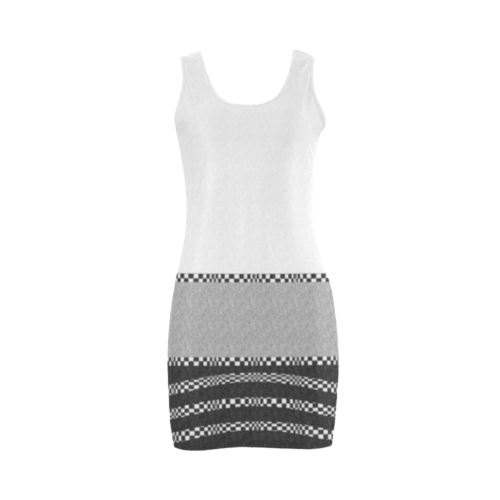 Compostion in Textured White, Grey & Black by Aleta Medea Vest Dress (Model D06)