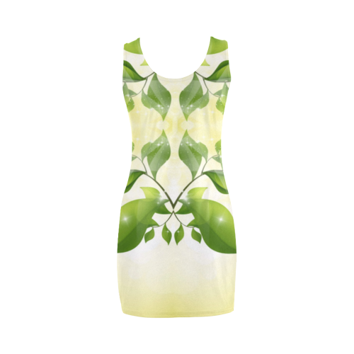 MAGIC LEAVES Kaleidoscope green yellow Medea Vest Dress (Model D06)