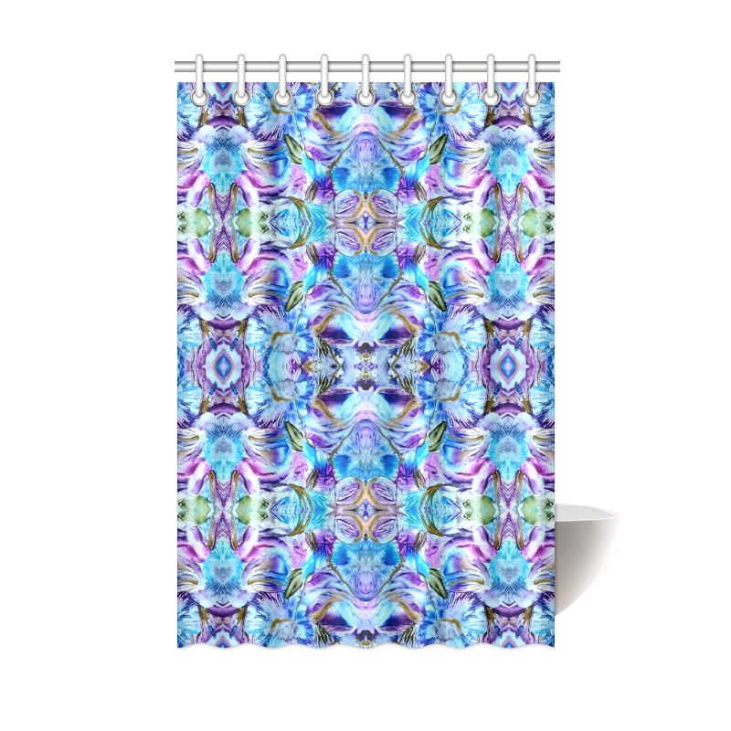 Elegant Turquoise Blue Flower Pattern Shower Curtain 48"x72"