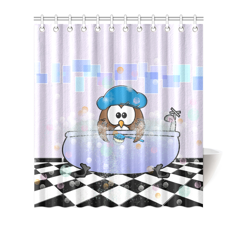 bath time owl Shower Curtain 66"x72"