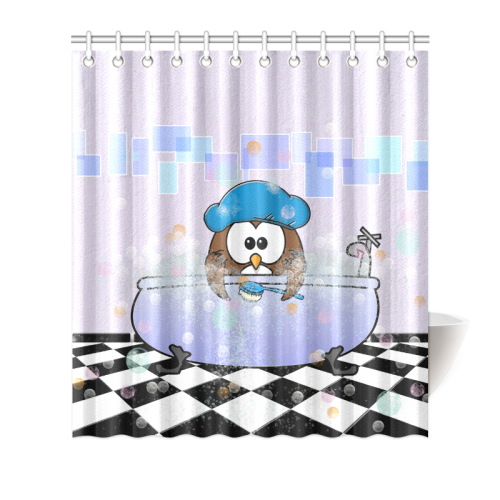 bath time owl Shower Curtain 66"x72"