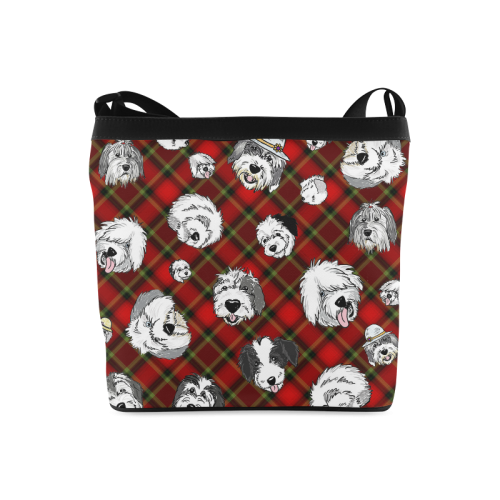 red plaid OES faces Crossbody Bags (Model 1613)