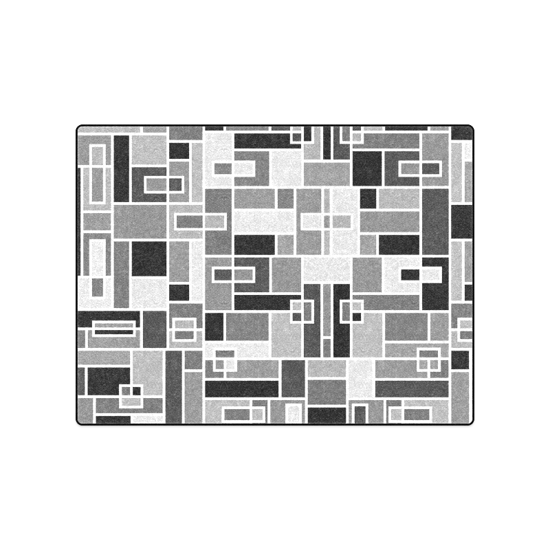 Monochrome Geometric Blocks by ArtformDesigns Blanket 50"x60"