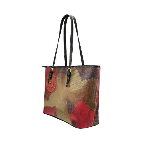 "STRAWBERRY FIELDS FOREVER"-LEATHER TOTE Leather Tote Bag/Large (Model 1651)