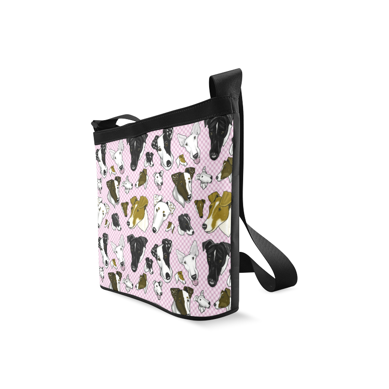 Smooth fox Terrier Plaid pink Crossbody Bags (Model 1613)