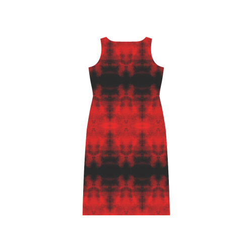 Red Black Gothic Pattern Phaedra Sleeveless Open Fork Long Dress (Model D08)