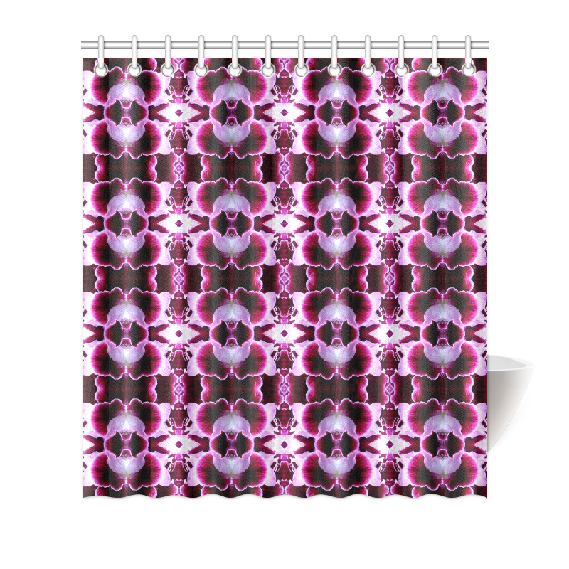 Purple White Flower Abstract Pattern Shower Curtain 66"x72"
