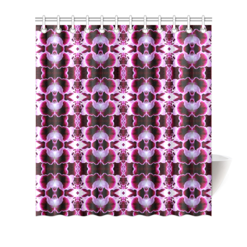 Purple White Flower Abstract Pattern Shower Curtain 66"x72"