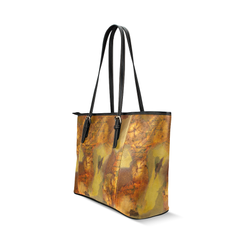 "HIPPY HIPPY SHAKE"-TOTE BAG Leather Tote Bag/Large (Model 1640)