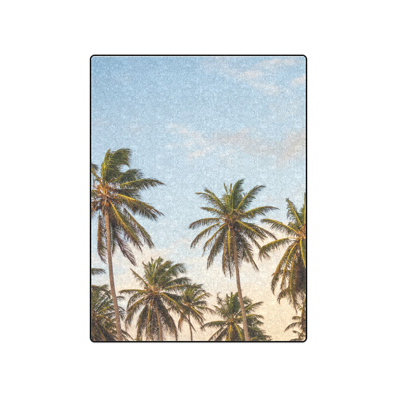 Chilling Tropical Palm Trees Blue Sky Scene Blanket 50"x60"