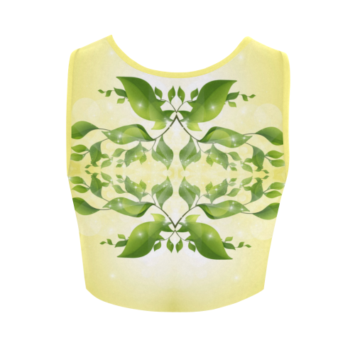 MAGIC LEAVES Kaleidoscope green yellow Women's Crop Top (Model T42)