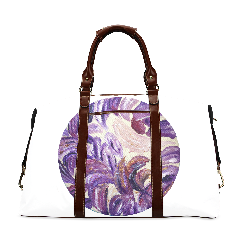Purple Leaves with Gold Flakes Classic Travel Bag (Model 1643)