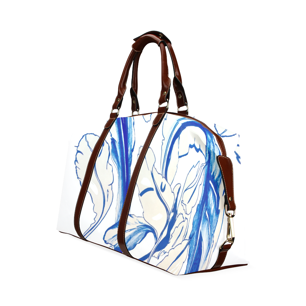 Blue Succulent White Classic Travel Bag (Model 1643)