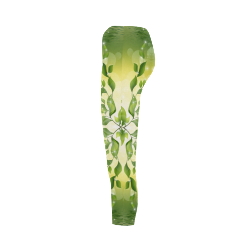 MAGIC LEAVES Kaleidoscope green yellow Capri Legging (Model L02)