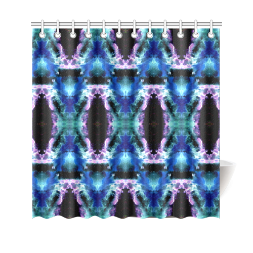 Blue, Light Blue, Metallic Diamond Pattern Shower Curtain 69"x70"