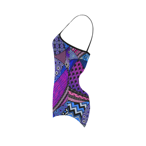 Pink Purple Blue Tangles by ArtformDesigns Strap Swimsuit ( Model S05)